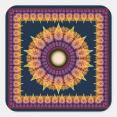 Oranje blauw fractaal omgevormd ornament vierkante sticker (Voorkant)