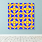 Oranje Blauw Geel Spaans Tegel Patroon Canvas Afdruk (Insitu (Houten vloer))