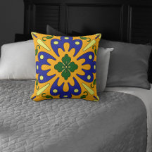 Oranje Blauw Geel Spaans Tegel Patroon