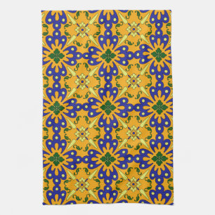 Oranje Blauw Geel Spaans Tile Kitchen Towel Theedoek