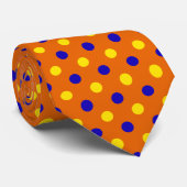 Oranje Blauw Geel Stippen Design  Stropdas (Opgerold)