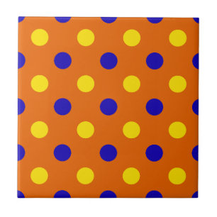 Oranje Blauw Geel Stippen Design Tegeltje