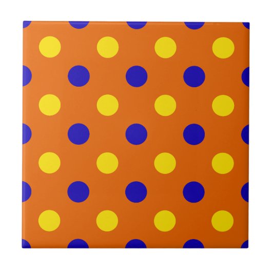 Oranje Blauw Geel Stippen Design Tegeltje (Voorkant)