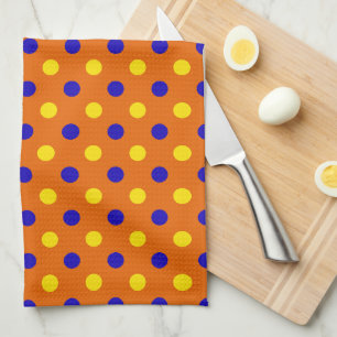 Oranje Blauw Geel Stippen Design  Theedoek