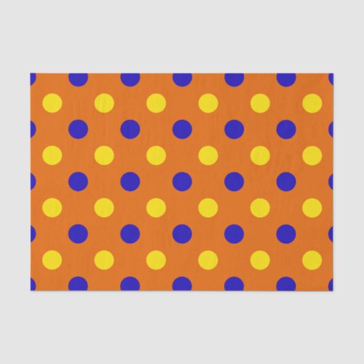 Oranje Blauw Geel Stippen Design Tissuepapier (Voorkant)