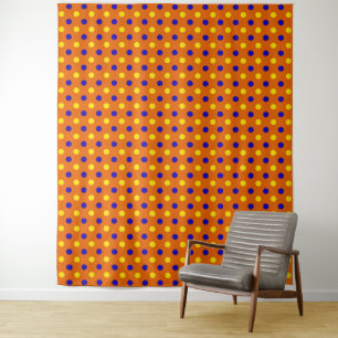 Oranje Blauw Geel Stippen Design Wandkleed