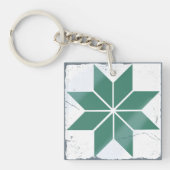 Oranje Blauw Geometrische Tegel Bordspel Distresse Sleutelhanger (Voorkant)