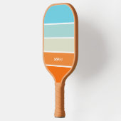 Oranje Blauw Groen Kleurenblok Strepen Naam Pickleball Paddle (Links)