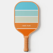 Oranje Blauw Groen Kleurenblok Strepen Naam Pickleball Paddle (Achterkant)