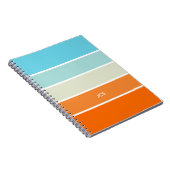 Oranje blauw groen kleurenblok Stripes monogram Notitieboek (Rechterzijde)
