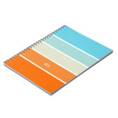 Oranje blauw groen kleurenblok Stripes monogram Notitieboek (Linkerzijde)