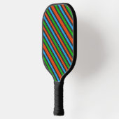 Oranje, blauw, groen, zwart glitter Striped STaylo Pickleball Paddle (Links)