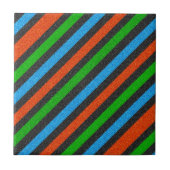 Oranje, blauw, groen, zwart glitter Striped STaylo Tegeltje (Voorkant)