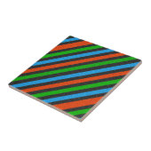 Oranje, blauw, groen, zwart glitter Striped STaylo Tegeltje (Zijkant)
