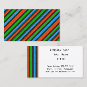 Oranje, blauw, groen, zwart glitter Striped STaylo Visitekaartje