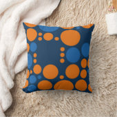 Oranje blauw grote polka stippen kussen (Deken)