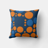 Oranje blauw grote polka stippen kussen (Achterkant)