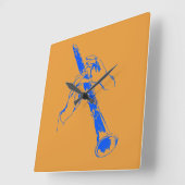  Oranje blauw handen Clarinet Benny Goodman Vierkante Klok (Hoek)