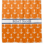 Oranje blauw inktpatroon Anchor Pattern Douchegordijn (Voorkant)
