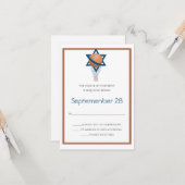 Oranje blauw Joods Basketball Reply Kaart (Voorkant / Achterkant in situ)