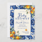 Oranje blauw klein cutie Baby shower Kaart (Voorkant)