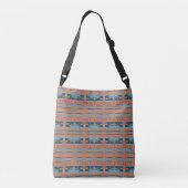 Oranje blauw, licht en donker, zuidwest kunstpatro crossbody tas (Achterkant)