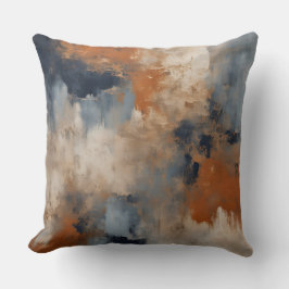 Oranje Blauw Marine Gecrashte Abstract Kussen