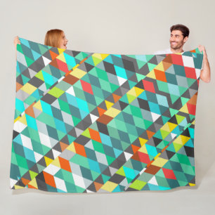 Oranje blauw modern Mint Abstract driehoekspatroon Fleece Deken