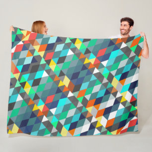 Oranje blauw modern Mint Abstract driehoekspatroon Fleece Deken