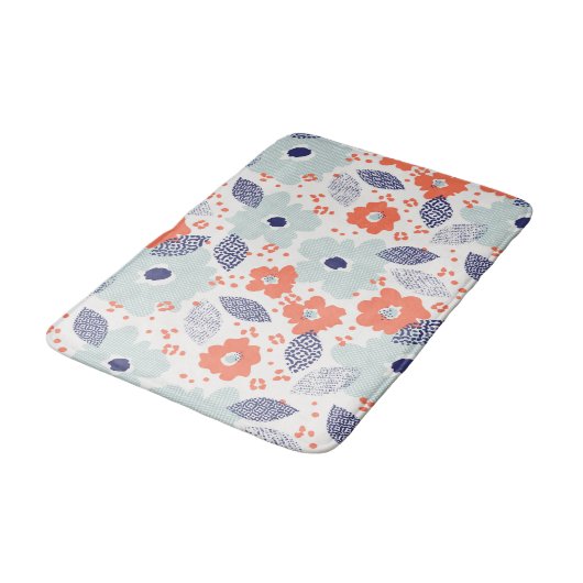 Oranje & blauw modern ventilatorpatroon badmat (Gekanteld)