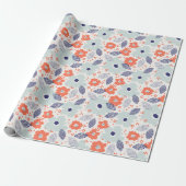 Oranje & blauw modern ventilatorpatroon cadeaupapier (Uitgerold)