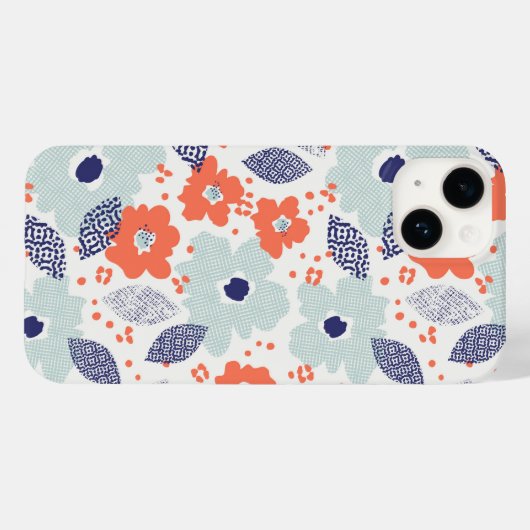 Oranje & blauw modern ventilatorpatroon Case-Mate iPhone case (Achterkant (horizontaal))