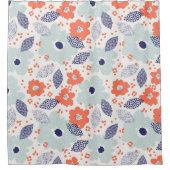 Oranje & blauw modern ventilatorpatroon douchegordijn (Voorkant)