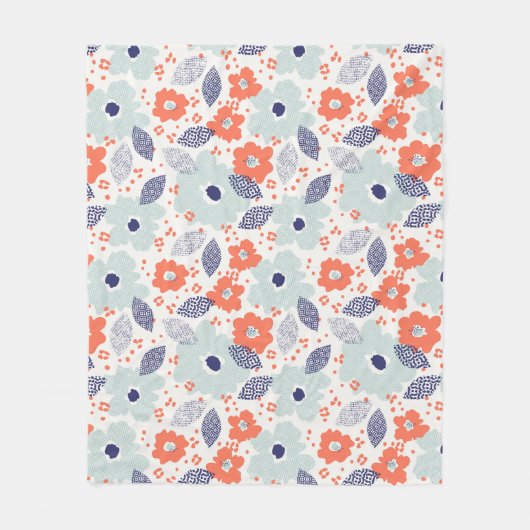 Oranje & blauw modern ventilatorpatroon fleece deken (Voorkant)