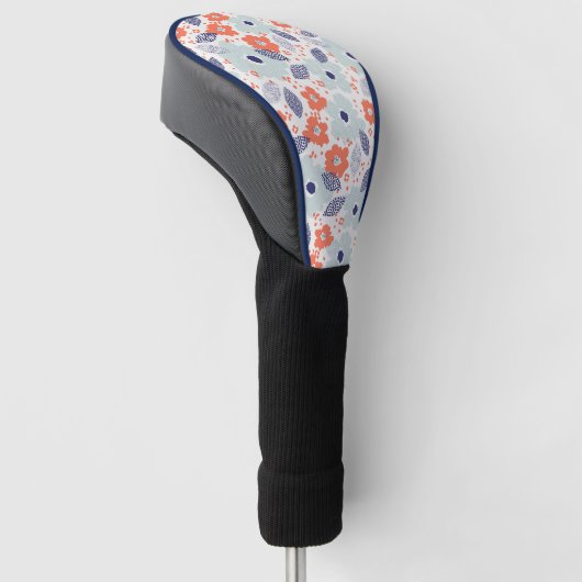 Oranje & blauw modern ventilatorpatroon golfheadcover (Schuin)