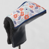Oranje & blauw modern ventilatorpatroon golfheadcover (3/4 voorkant)