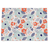 Oranje & blauw modern ventilatorpatroon groot cadeauzakje (Voorkant)