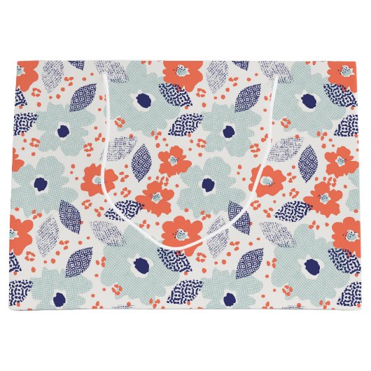 Oranje & blauw modern ventilatorpatroon groot cadeauzakje (Voorkant)