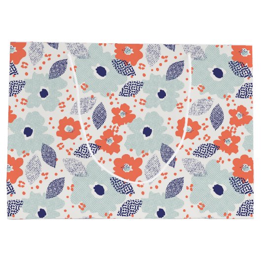 Oranje & blauw modern ventilatorpatroon groot cadeauzakje (Achterkant)