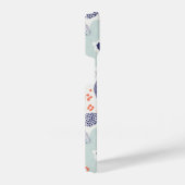 Oranje & blauw modern ventilatorpatroon iPhone hoesje (Rechterkant)