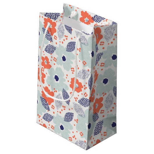 Oranje & blauw modern ventilatorpatroon klein cadeauzakje (Achterkant Gekanteld)