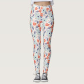 Oranje & blauw modern ventilatorpatroon leggings (Voorkant)