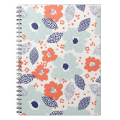 Oranje & blauw modern ventilatorpatroon notitieboek (Voorkant)