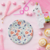 Oranje & blauw modern ventilatorpatroon papieren bordje (Feest)