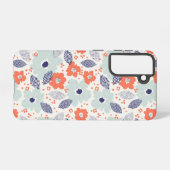 Oranje & blauw modern ventilatorpatroon samsung galaxy hoesje (Achterkant horizontaal)