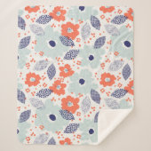 Oranje & blauw modern ventilatorpatroon sherpa deken (Voorkant)