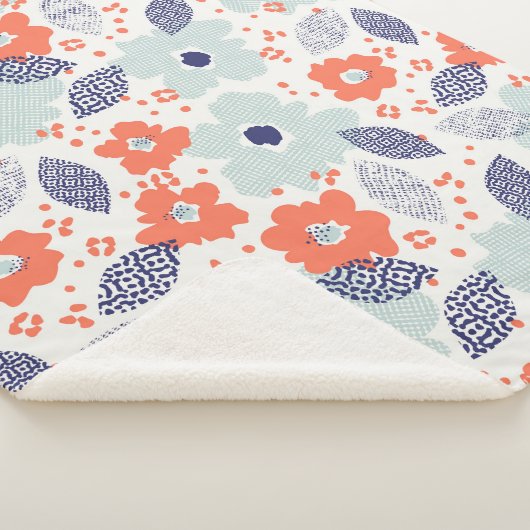 Oranje & blauw modern ventilatorpatroon sherpa deken (3/4)