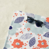 Oranje & blauw modern ventilatorpatroon strandlaken (In situ)