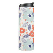 Oranje & blauw modern ventilatorpatroon thermosbeker (Gedraaid links)