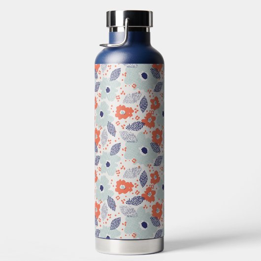 Oranje & blauw modern ventilatorpatroon waterfles (Rechts)